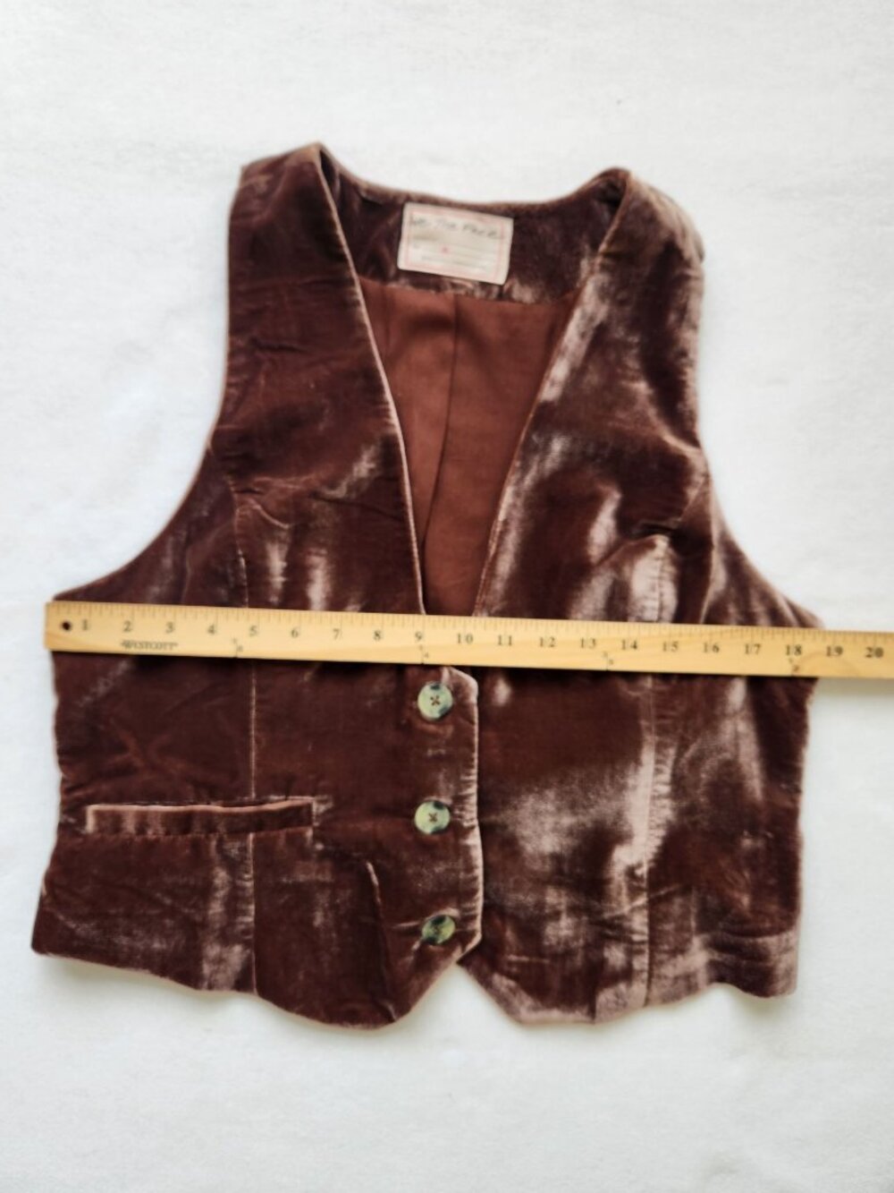 We The Free Brown Velvet Button-Front Vest Soft Boho Western Rodeo Festival XL - Picture 7 of 10
